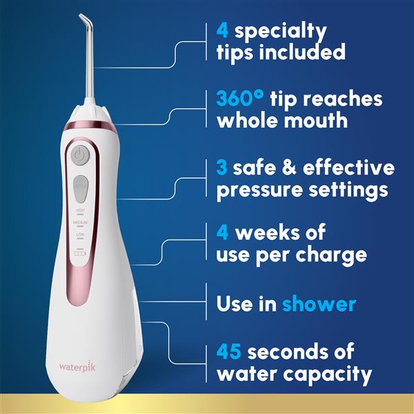 Rose Gold Cordless Advanced 2.0 Water Flosser – Rose Gold (WP-589) - Image 3